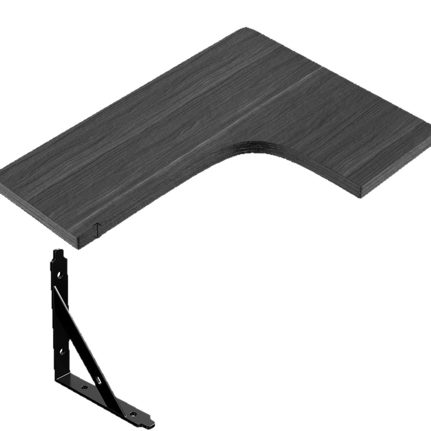 L-Shaped Floating Corner Wall Shelf Paulownia Wood Bathroom Kitchen Storage Rack 41x29x1.5cm