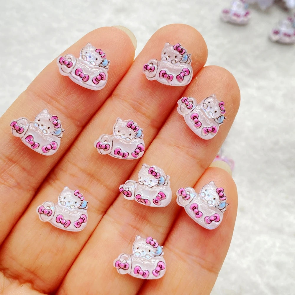 50Pcs Mixed Resin Kitten makeup mirror, camera, book Charms Rhinestones DIY Craft For Nail 3D Decorations Jewelry