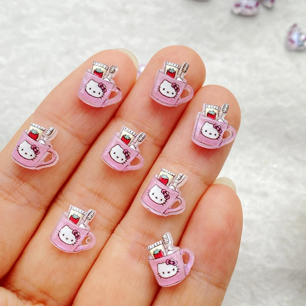 50Pcs Mixed Resin Kitten makeup mirror, camera, book Charms Rhinestones DIY Craft For Nail 3D Decorations Jewelry
