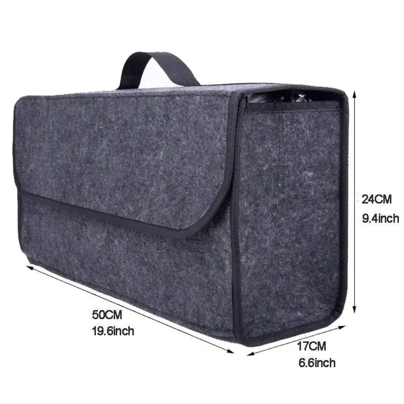 Gray Anti Slip Compartment Boot Storage Organizer Tool Car Storage Bag Car Trunk Organizer Soft Felt Storage Box Car Accessories
