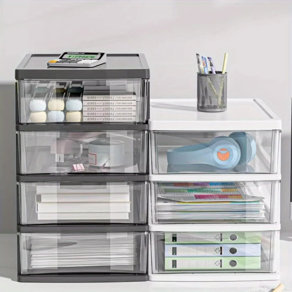 4 -Layer Transparent Desktop Storage Box,Suitable for Organizing Office Supplies, Stationery,Handmade Materials