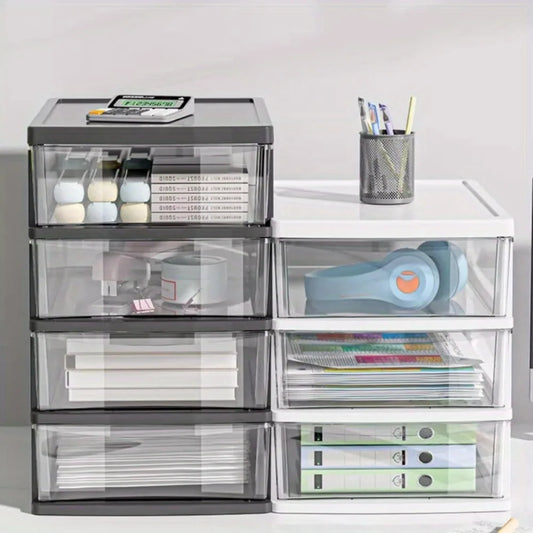 4 -Layer Transparent Desktop Storage Box,Suitable for Organizing Office Supplies, Stationery,Handmade Materials
