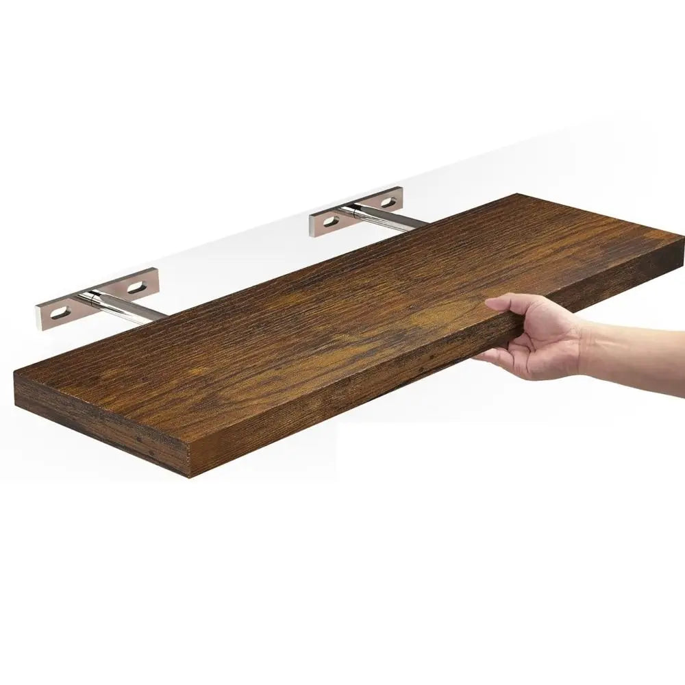 Wooden Hanging Storage Rack Durable Wall Mounted Hanging Wall Shelves Sturdy Invisible Brackets Floating Shelves for Home Decor