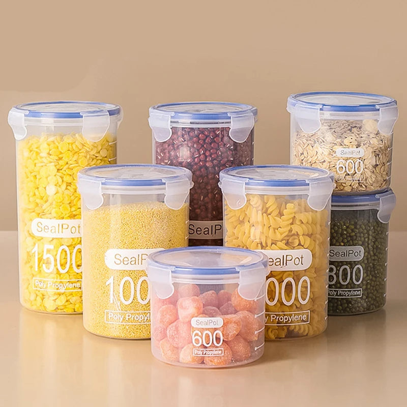 Sealed Jars With Scale Grain Storage Tank Kitchen Food Fresh-keeping Boxes Refrigerator Organize Container Seasoning Spices Can