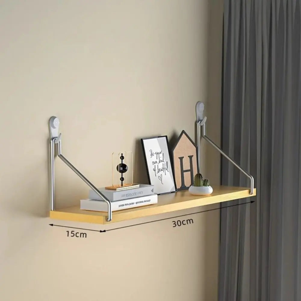 Aesthetic Decor Wooden Material Wall Shelf Wall Mounted No-Punch Design Wall Display Hanging Organizers Floating Shelves Bedroom