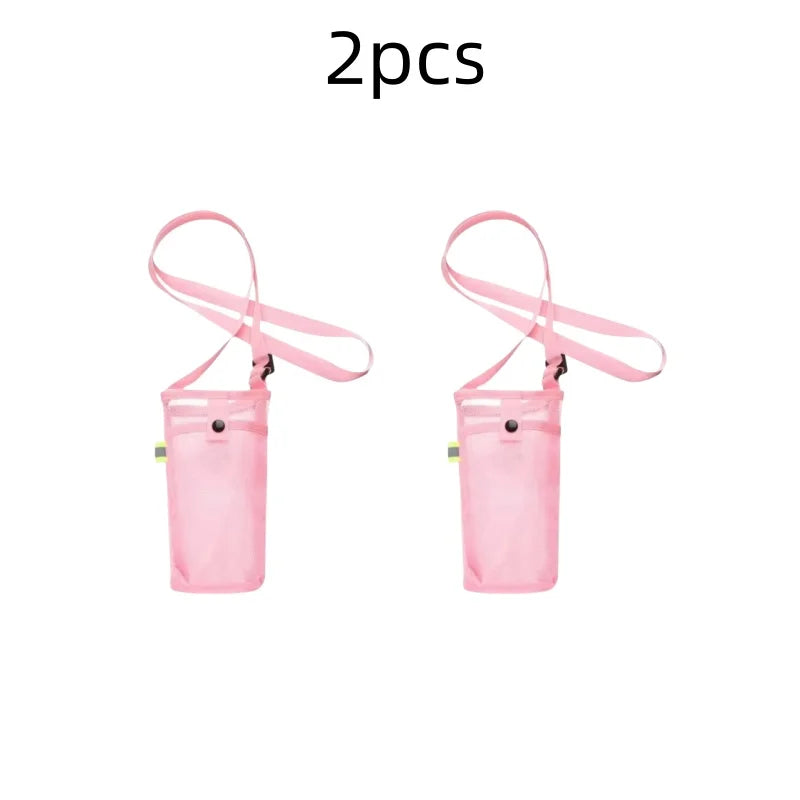 Water Bottle Cover Bag Pouch with Adjustable Straps Mesh Water Pouch Holder Shoulder Strap Black Bottle Carrier Insulat Bag