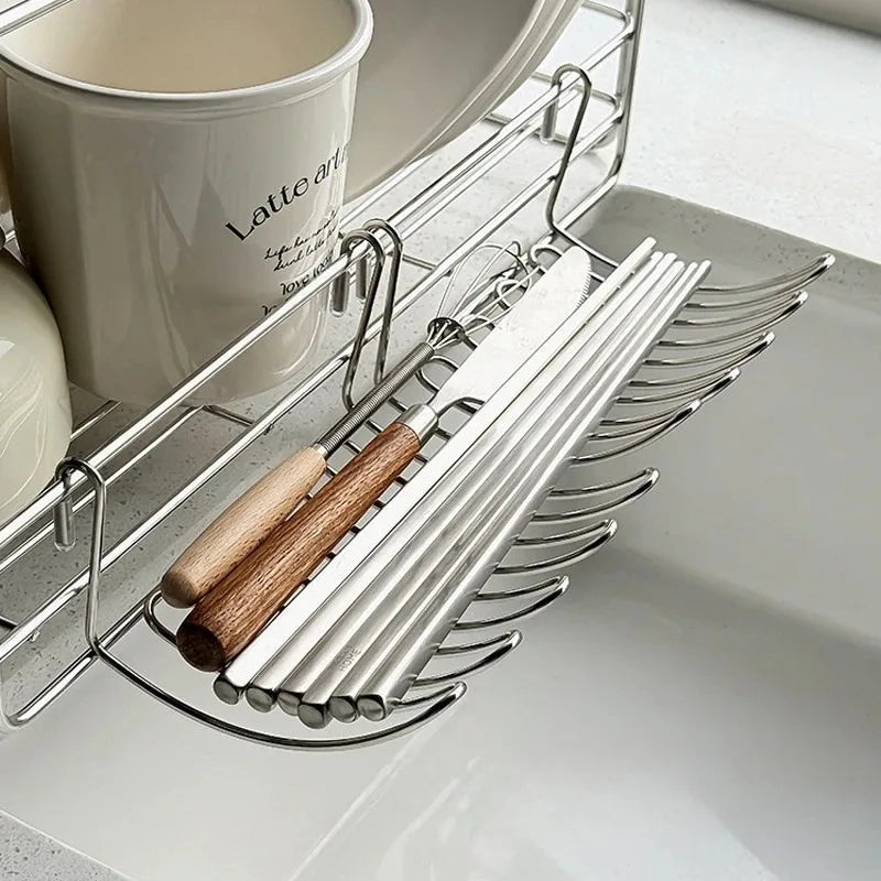 1/2pcs Stainless Steel Drain Basket Expansion Small Hanging Rack Storage Rack Storage Basket Stainless Steel Home Goodies