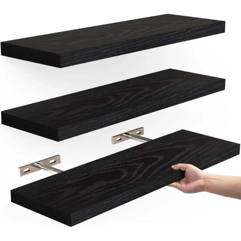 Wooden Hanging Storage Rack Durable Wall Mounted Hanging Wall Shelves Sturdy Invisible Brackets Floating Shelves for Home Decor