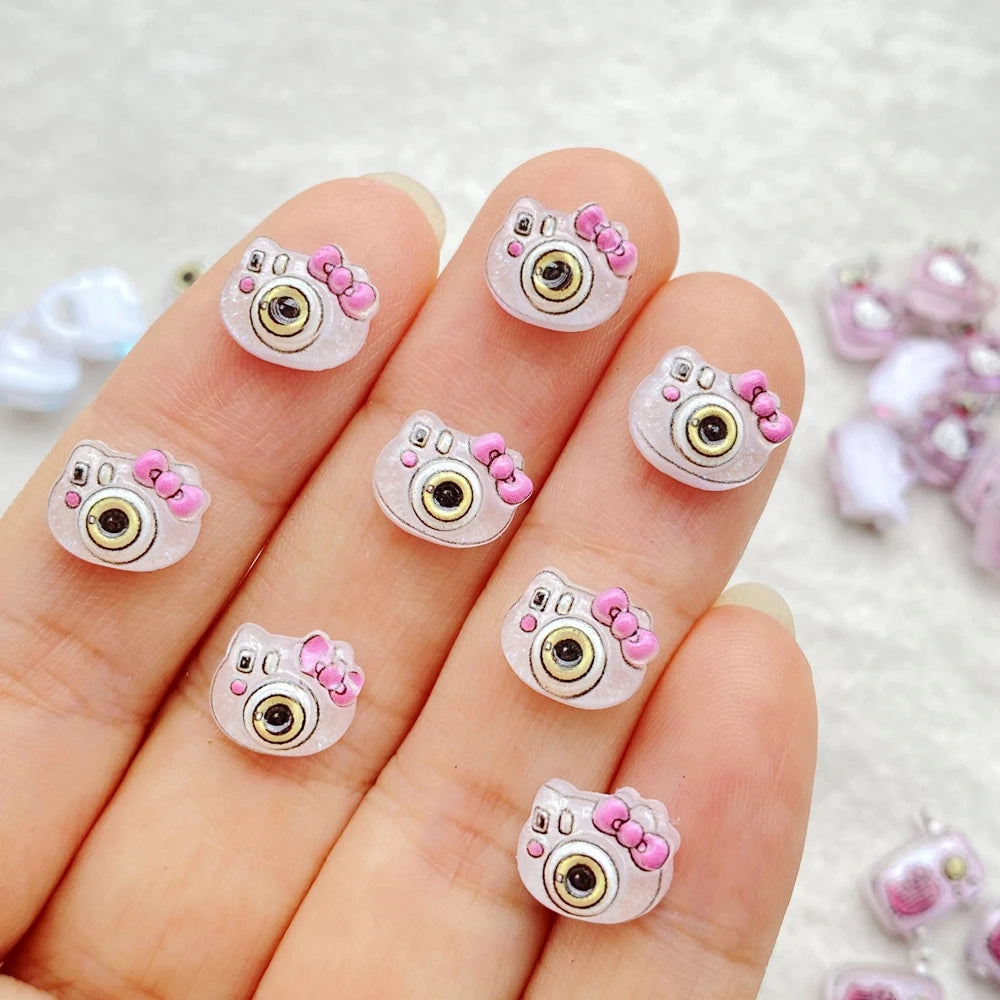 50Pcs Mixed Resin Kitten makeup mirror, camera, book Charms Rhinestones DIY Craft For Nail 3D Decorations Jewelry