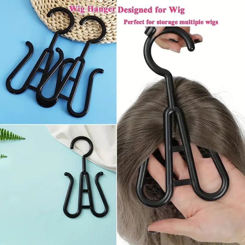 2pcs Plastic Wig Hangers Portable Wig Hanger-Stylish And Convenient Wig Black Wig Hooks Convenient Storage for Multiple Wig