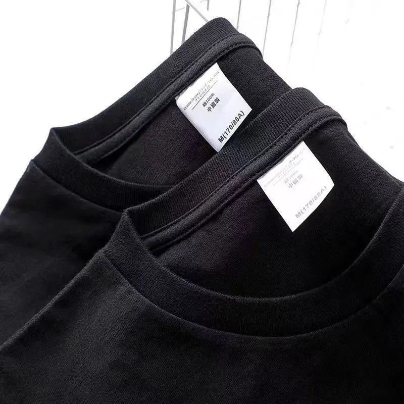 Men's and Women's T-shirts 300G Heavy Gray-purple Round Neck Short-sleeved T-shirts Women's Basic Pure Cotton Simple