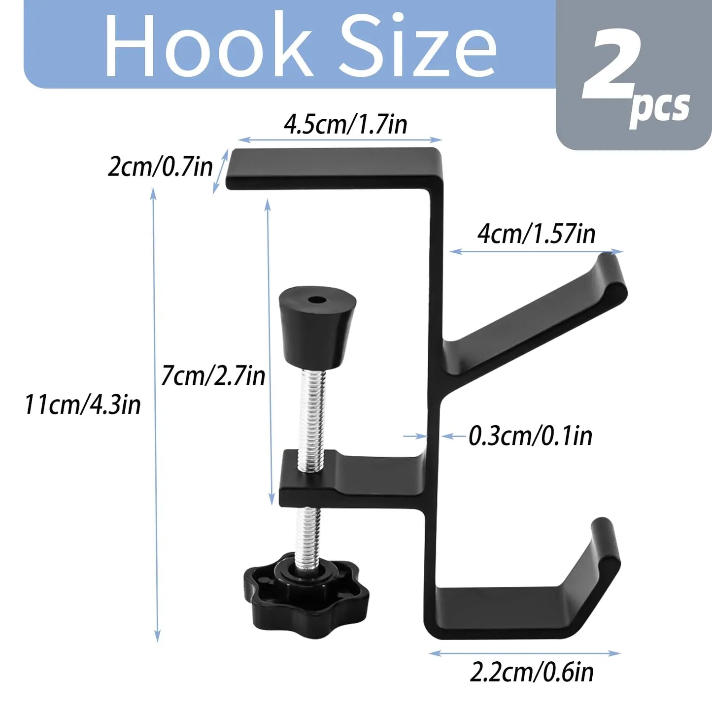 1/2pc Adjustable Desk Edge Hook Gaming Headset Desk Hanger Backpack Storage Hanging Hook Holder Punch-free Home Office Organizer