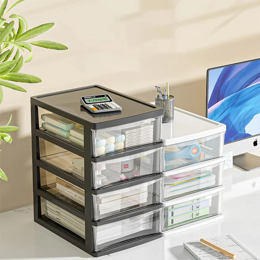 4 -Layer Transparent Desktop Storage Box,Suitable for Organizing Office Supplies, Stationery,Handmade Materials