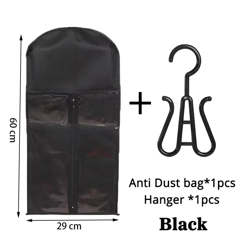 Wig & Hair Extension Hanging Storage Bag Transparent Dustproof Protector with Hook for Salon Home Use