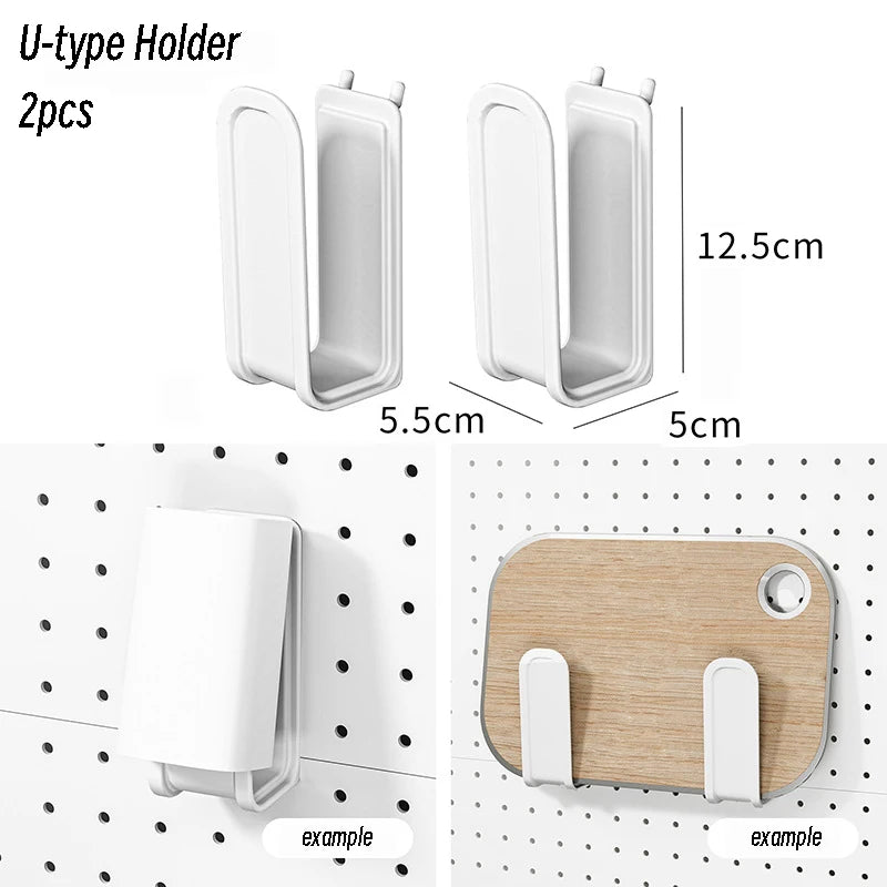 Cream Style Wall-Mounted Pegboard Organizer – DIY Storage Panel with Hooks, Shelves & Racks for Kitchen, Bedroom, Office