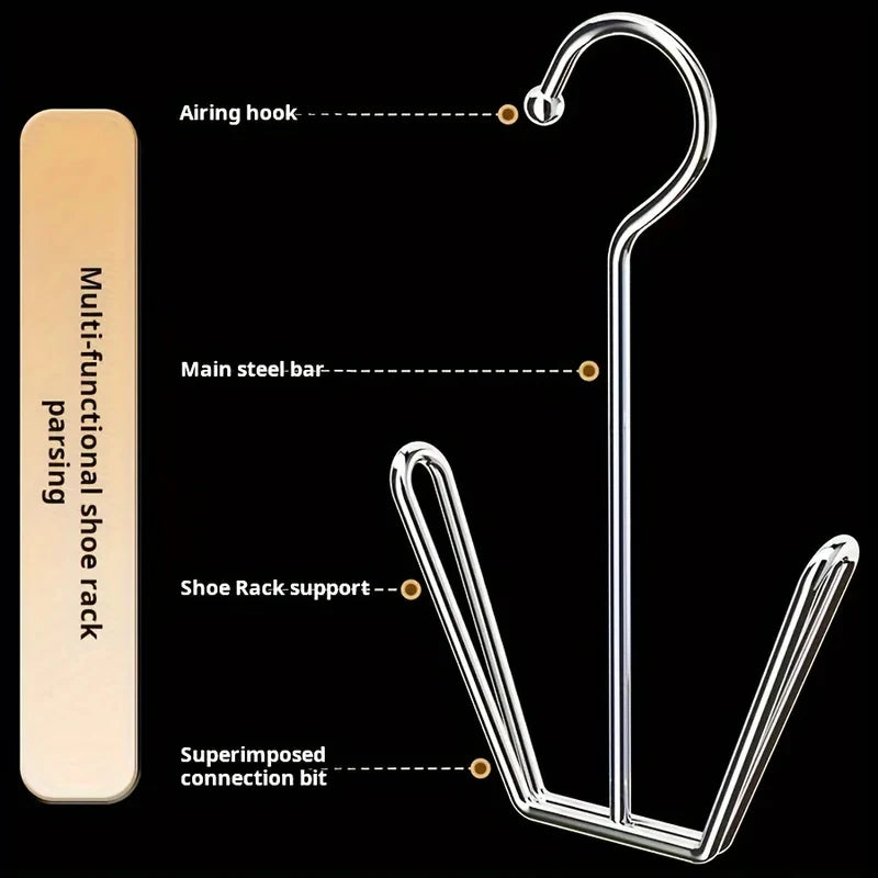 1/3pcs Stainless Steel Shoe Rack Hangers Metal Storage Box Space-Saving with Closet Hooks Silver Home Laundry Accessories