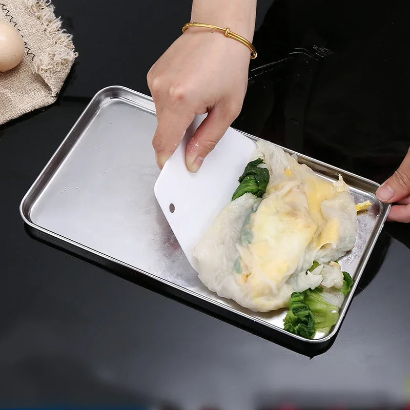 Stainless Steel Rectangle Food Storage Trays Sausage Noodles Fruit Dish Pastry Baking Plates for Restaurant Hotel Kitchen