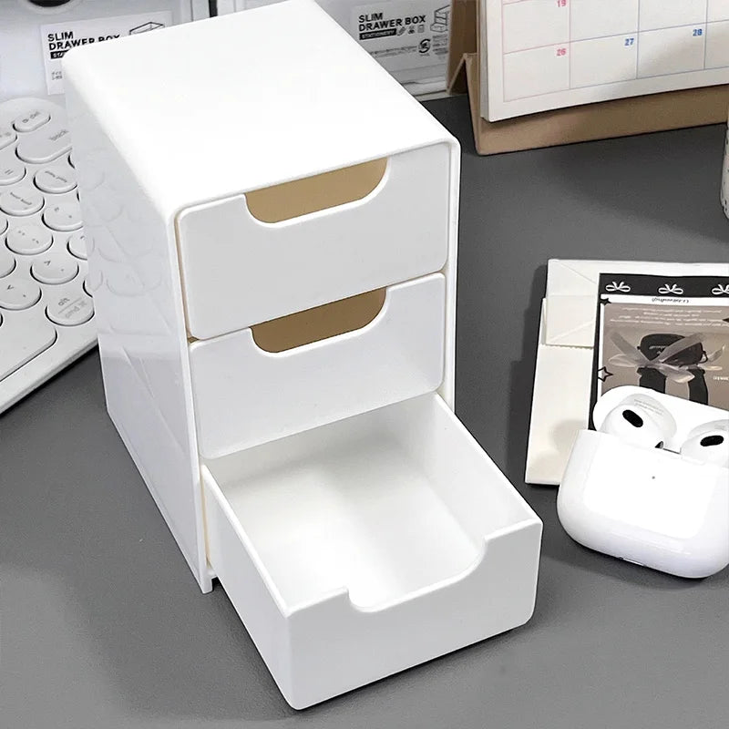 Desktop Storage Box For Makeup Jewelry Mini Large Capacity Jewelry Box Multifunctional 3-Tier Desk Organizer With Drawers