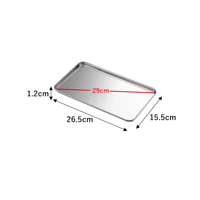 Stainless Steel Rectangle Food Storage Trays Sausage Noodles Fruit Dish Pastry Baking Plates for Restaurant Hotel Kitchen