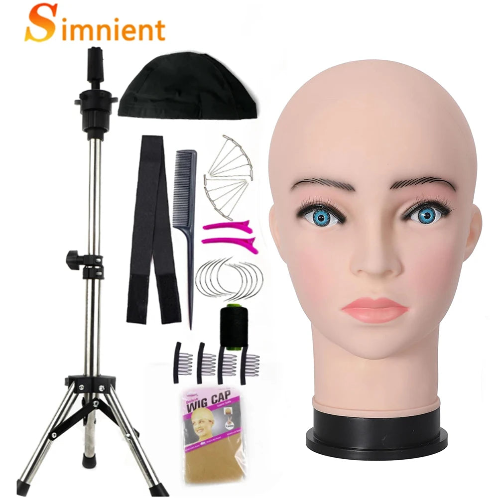 Mannequin Head With Tripod For Making Wig Hat Glasses Mask Display Cosmetology Manikin Head For Makeup Practice Wig Install Kit