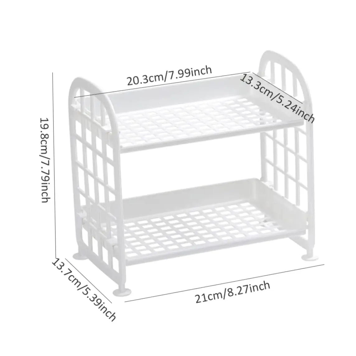 2-Tier Multifunctional Plastic Shelf Makeup Organizer for Skincare Office Kitchen Bedroom Bathroom Two Layer Hollow Storage Rack