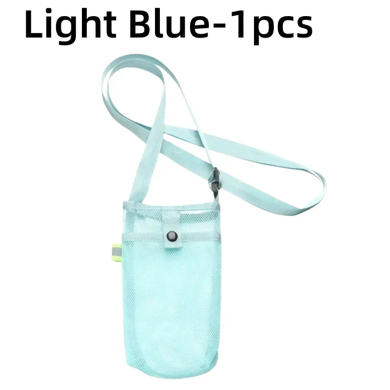 Water Bottle Cover Bag Pouch with Adjustable Straps Mesh Water Pouch Holder Shoulder Strap Black Bottle Carrier Insulat Bag
