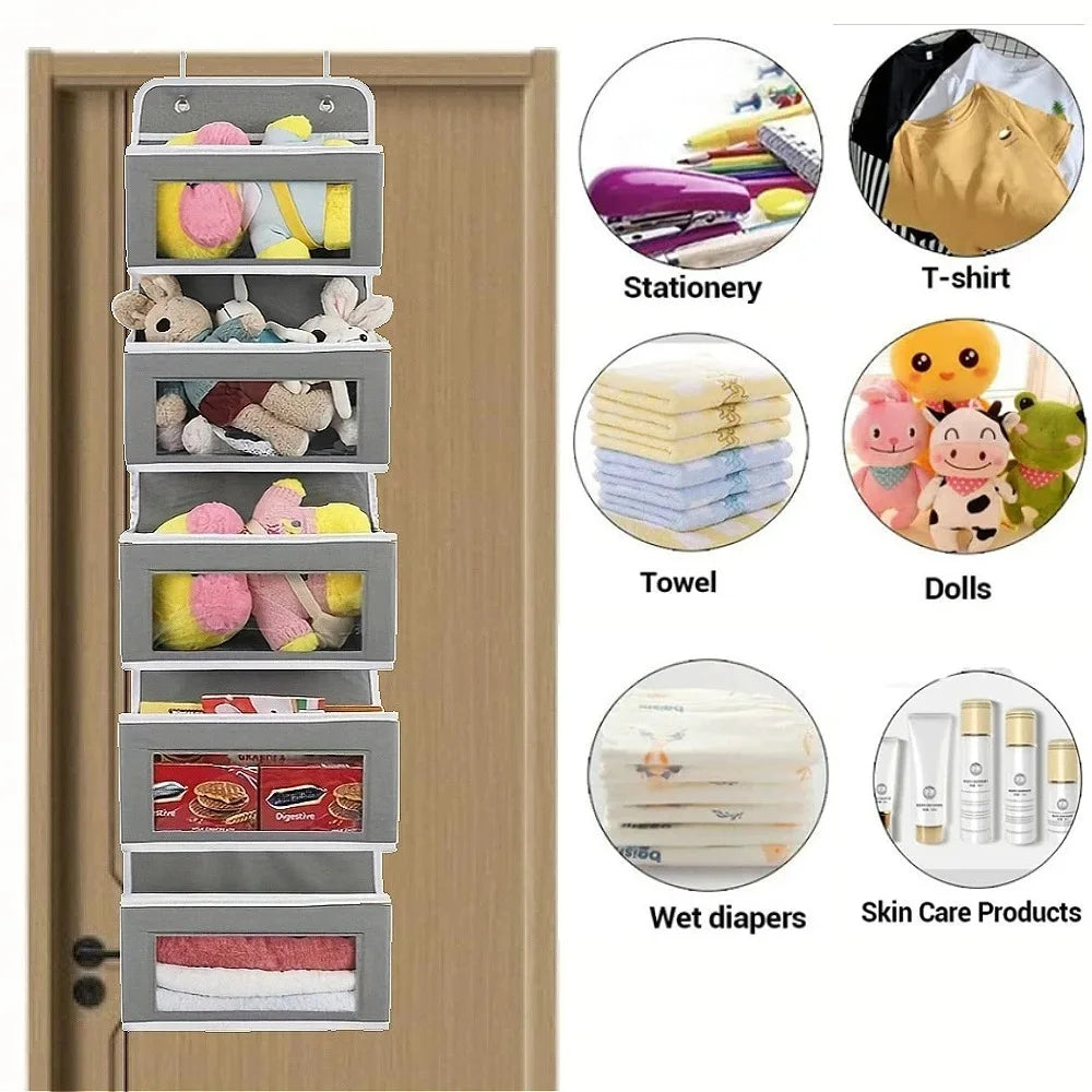 5-Shelf Hanging Storage Organizer - Behind Door Anti-Tilt 5 Large Capacity Pockets Suitable for Bedroom Bathroom