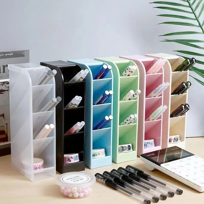 Multi-functional Stationery Storage Box Desk Multi-Layer Pen Holder Inclined Cosmetic Brush Storage Holder For Office Supplies