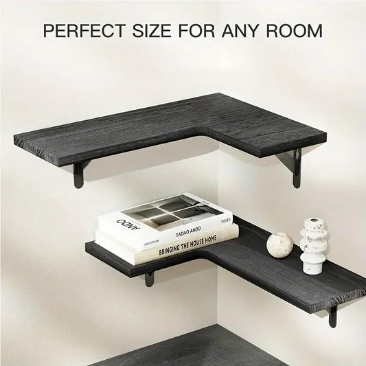 Space Saving Corner Wall Shelves Modern Corner Wall Mounted Shelves Delicate Wood Floating Shelves for Decoration