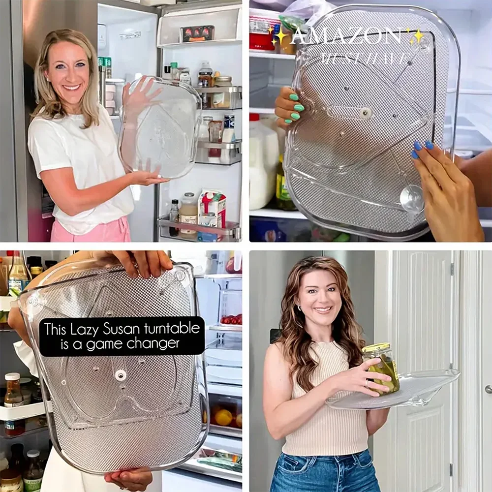 Storage Tray 360-Degree Refrigerator Storage Rotating Tray Used for Kitchen Spice Jars and Sundry Storage Turntable