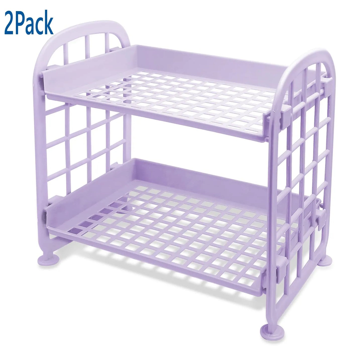 2-Tier Multifunctional Plastic Shelf Makeup Organizer for Skincare Office Kitchen Bedroom Bathroom Two Layer Hollow Storage Rack
