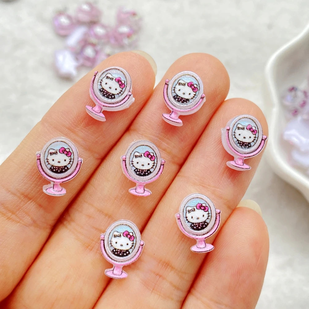 50Pcs Mixed Resin Kitten makeup mirror, camera, book Charms Rhinestones DIY Craft For Nail 3D Decorations Jewelry