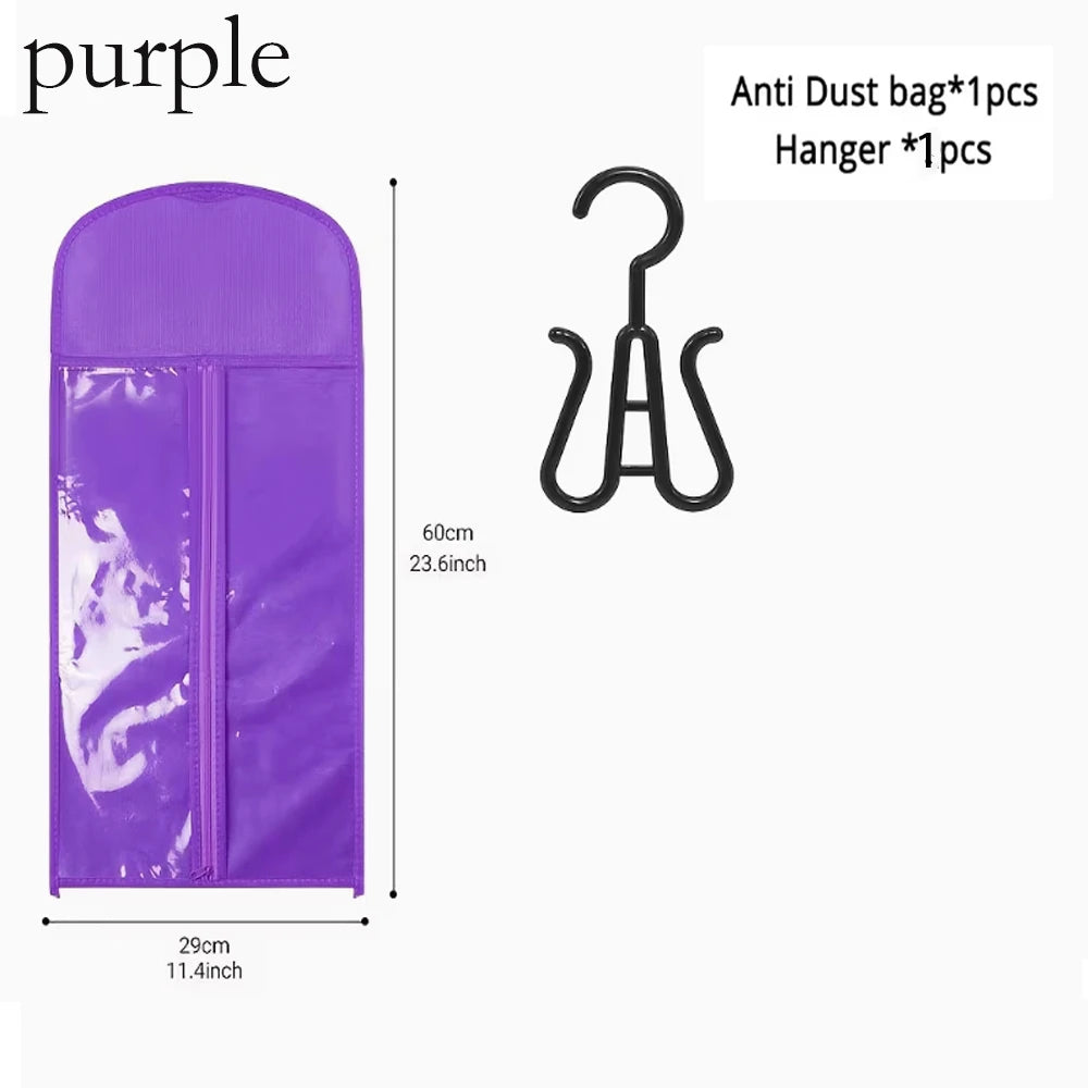 Wig & Hair Extension Hanging Storage Bag Transparent Dustproof Protector with Hook for Salon Home Use