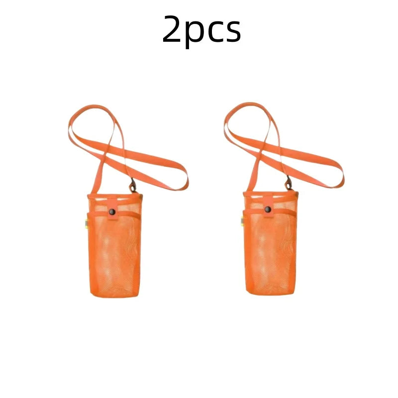Water Bottle Cover Bag Pouch with Adjustable Straps Mesh Water Pouch Holder Shoulder Strap Black Bottle Carrier Insulat Bag