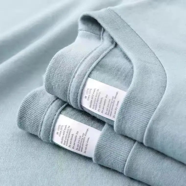 Men's and Women's T-shirts 300G Heavy Gray-purple Round Neck Short-sleeved T-shirts Women's Basic Pure Cotton Simple
