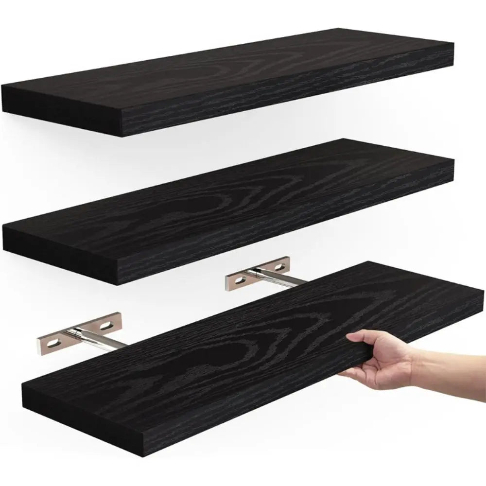 Wooden Hanging Storage Rack Durable Wall Mounted Hanging Wall Shelves Sturdy Invisible Brackets Floating Shelves for Home Decor