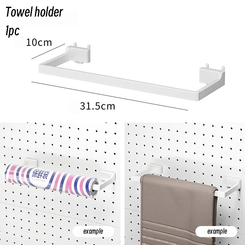 Cream Style Wall-Mounted Pegboard Organizer – DIY Storage Panel with Hooks, Shelves & Racks for Kitchen, Bedroom, Office