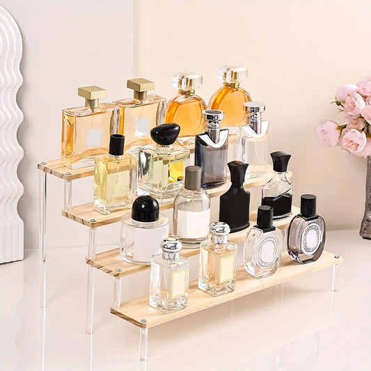 Wooden Transparent Display Rack, Perfume Storage Rack, Multi-Functional Decoration Rack, Used for Cosmetics, Nail Polish, Dolls