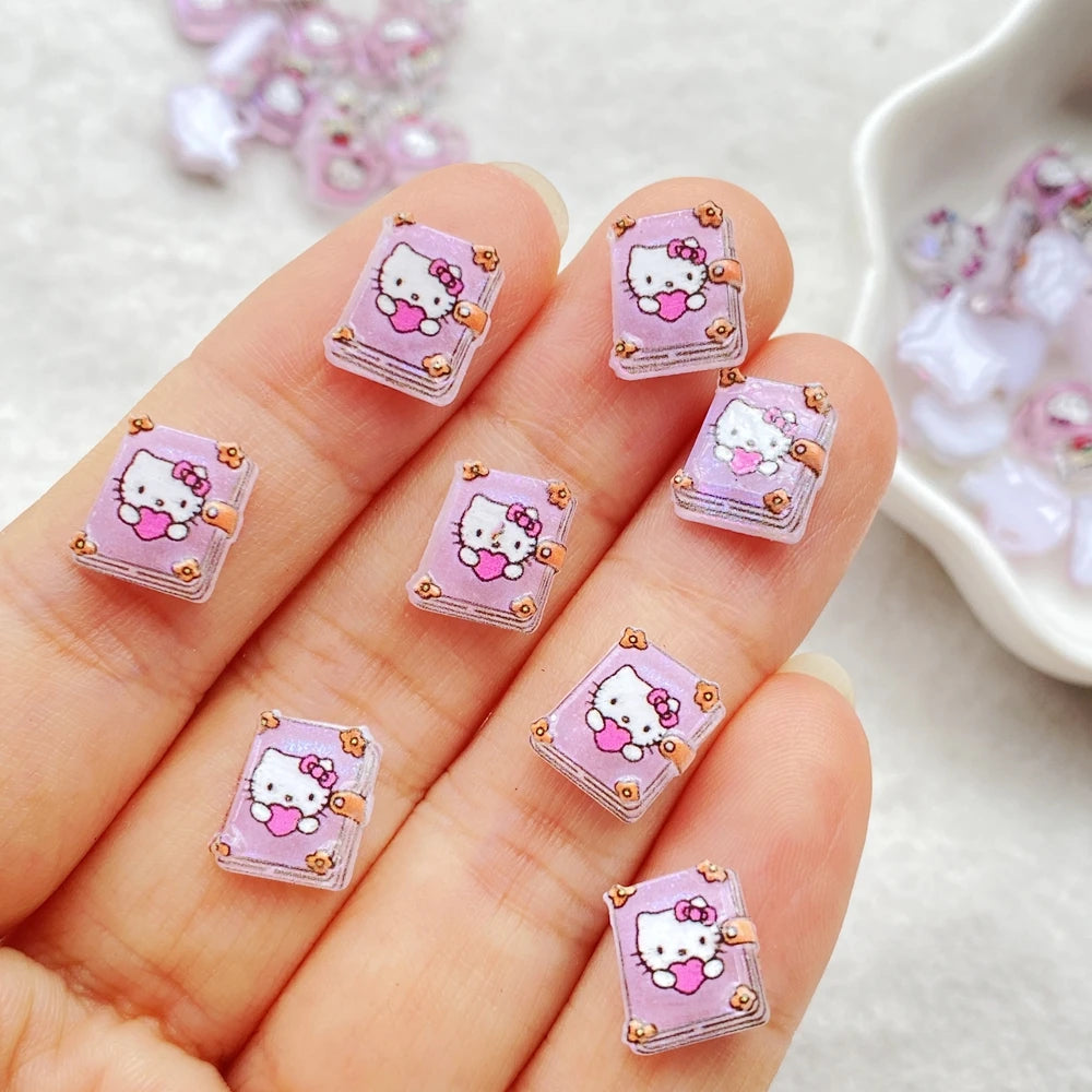 50Pcs Mixed Resin Kitten makeup mirror, camera, book Charms Rhinestones DIY Craft For Nail 3D Decorations Jewelry