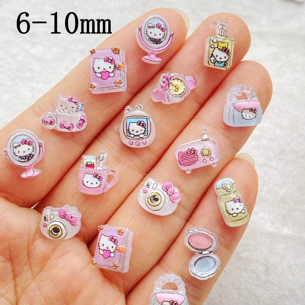 50Pcs Mixed Resin Kitten makeup mirror, camera, book Charms Rhinestones DIY Craft For Nail 3D Decorations Jewelry