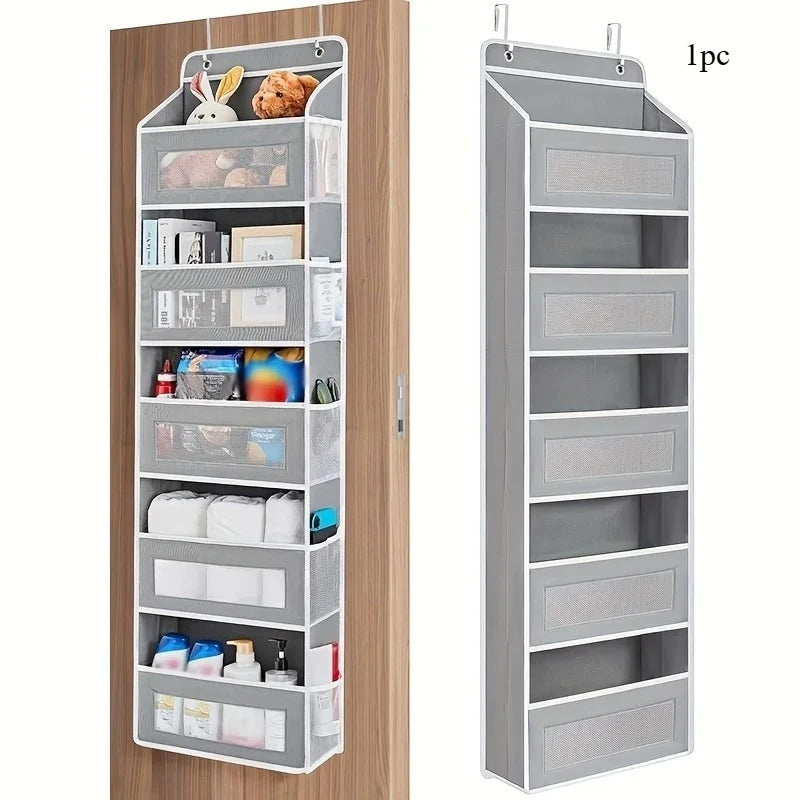 5-Shelf Hanging Storage Organizer - Behind Door Anti-Tilt 5 Large Capacity Pockets Suitable for Bedroom Bathroom