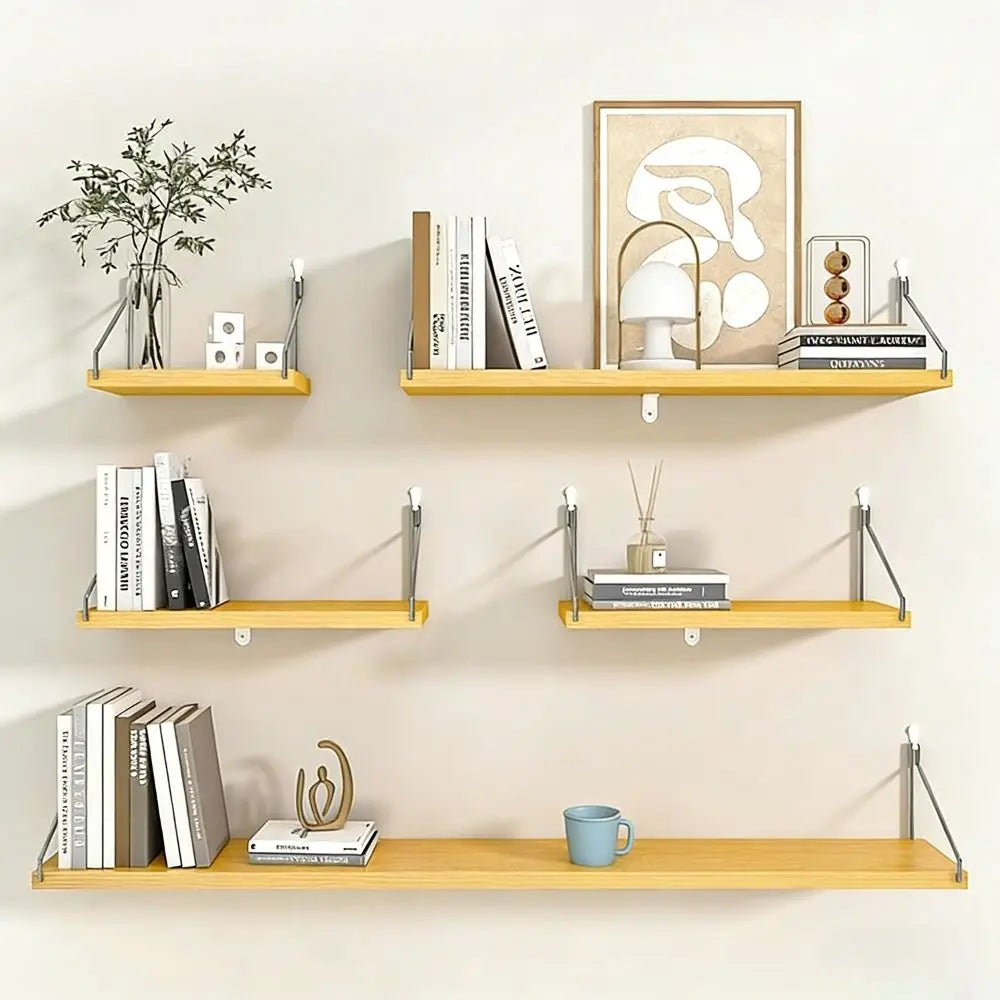 Aesthetic Decor Wooden Material Wall Shelf Wall Mounted No-Punch Design Wall Display Hanging Organizers Floating Shelves Bedroom