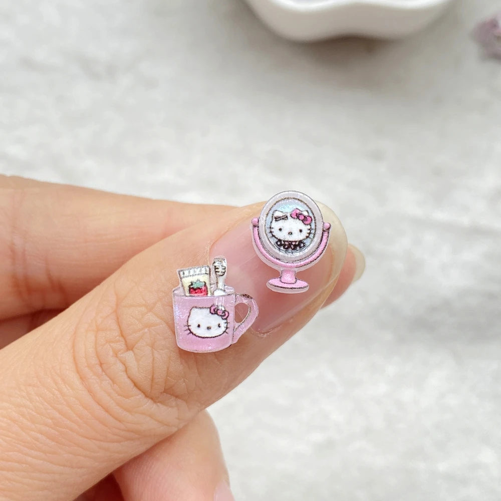 50Pcs Mixed Resin Kitten makeup mirror, camera, book Charms Rhinestones DIY Craft For Nail 3D Decorations Jewelry