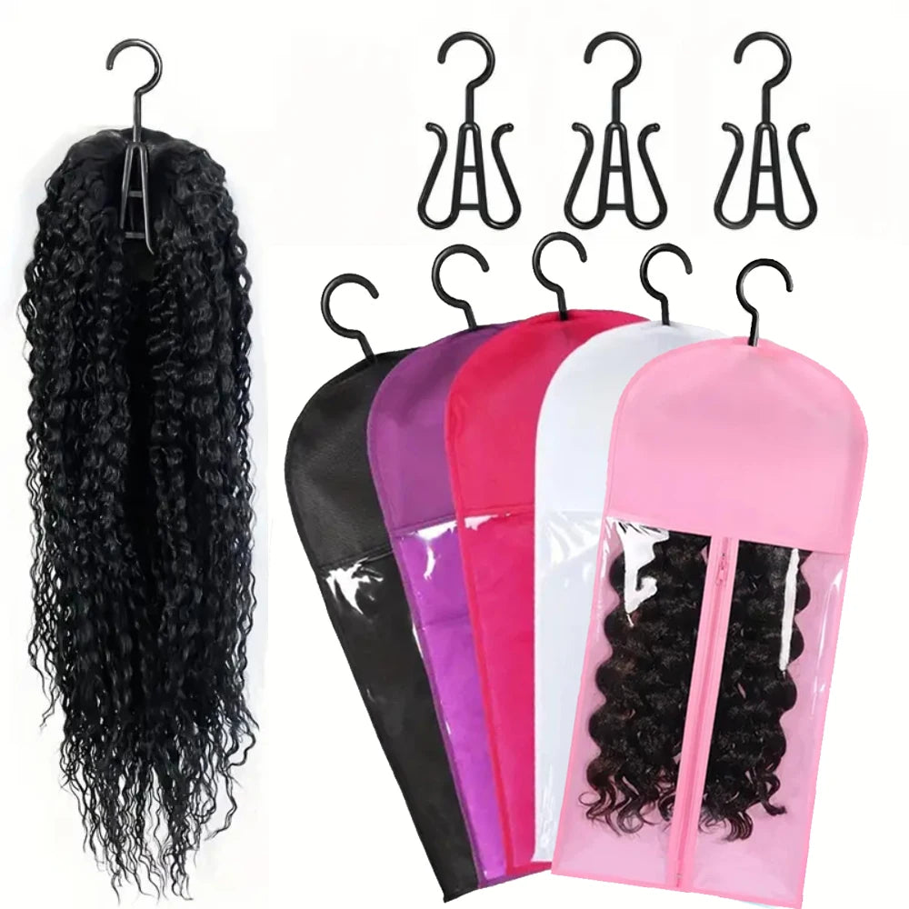 1/3/6pcs Premium Wig Storage Bags with Sturdy Metal Hangers - Black Transparent Design for Multiple Wigs & Hair Extensions