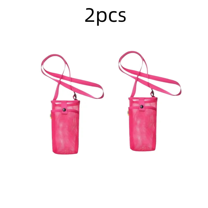 Water Bottle Cover Bag Pouch with Adjustable Straps Mesh Water Pouch Holder Shoulder Strap Black Bottle Carrier Insulat Bag