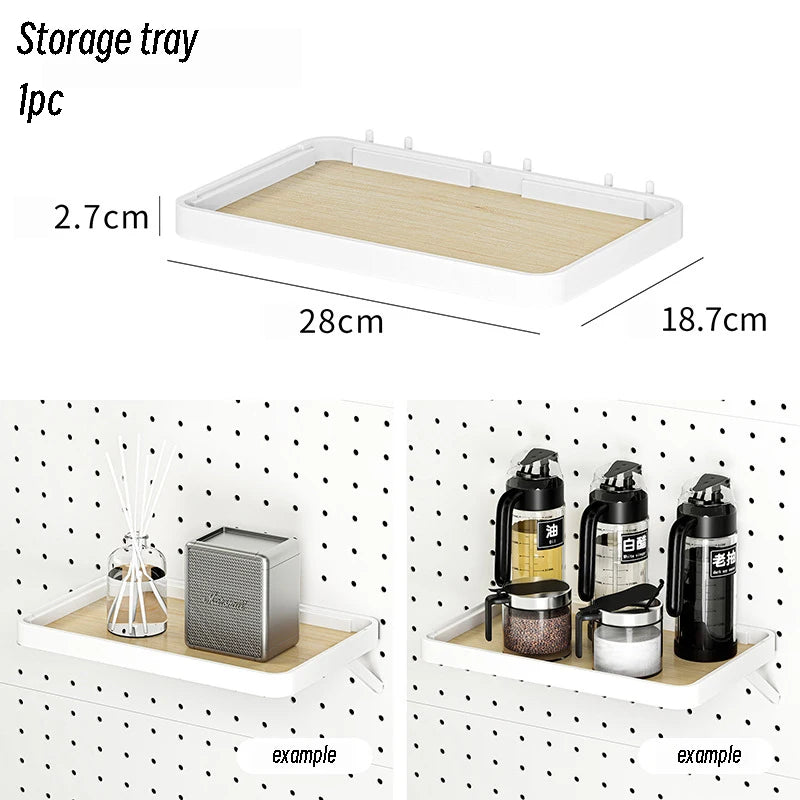 Cream Style Wall-Mounted Pegboard Organizer – DIY Storage Panel with Hooks, Shelves & Racks for Kitchen, Bedroom, Office