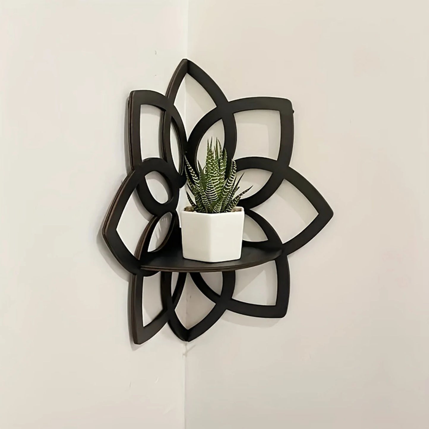 Flower Shape Corner Shelf Wood Floating Shelves for Home Kitchen Living Room Decor Boho Wall Shelves Modern Style Storage Rack