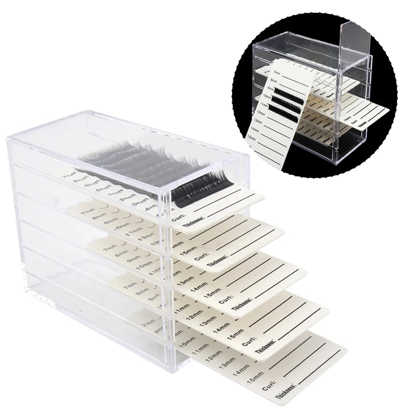 5 Layers Eyelash Extensions Storage Box Acrylic Pallet Lash Organizer Holder Display Stand False Lashes Grafting Makeup Tools