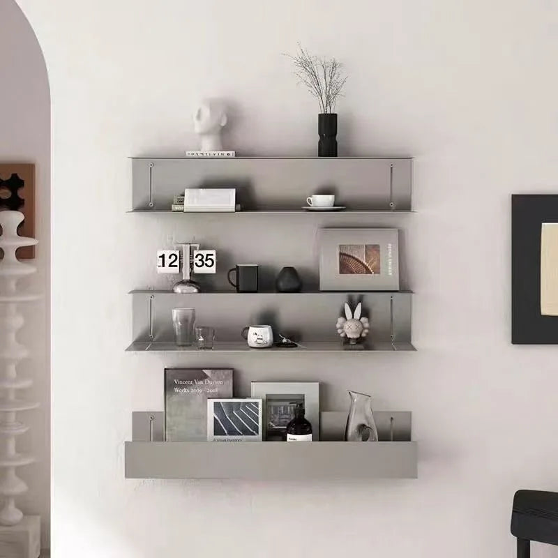 2 PCS Stainless Floating Shelves 60cm/80cm Wall Mounted Display Rack For Living Room/Kitchen/Study  Storage Rack