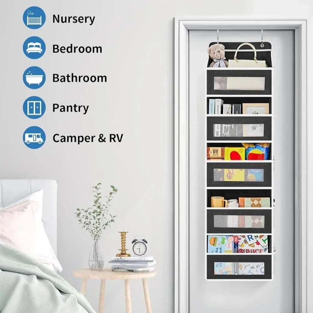 5-Shelf Hanging Storage Organizer - Behind Door Anti-Tilt 5 Large Capacity Pockets Suitable for Bedroom Bathroom